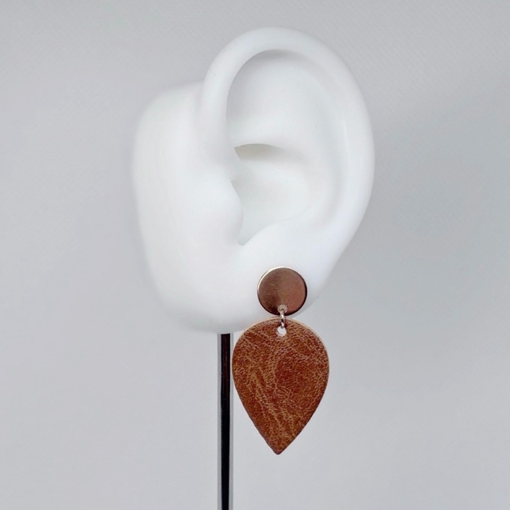 Artisan Handcrafted 10k Rose Gold Plated
Sterling Silver Faux Leather Earrings! - Picture 6 of 10